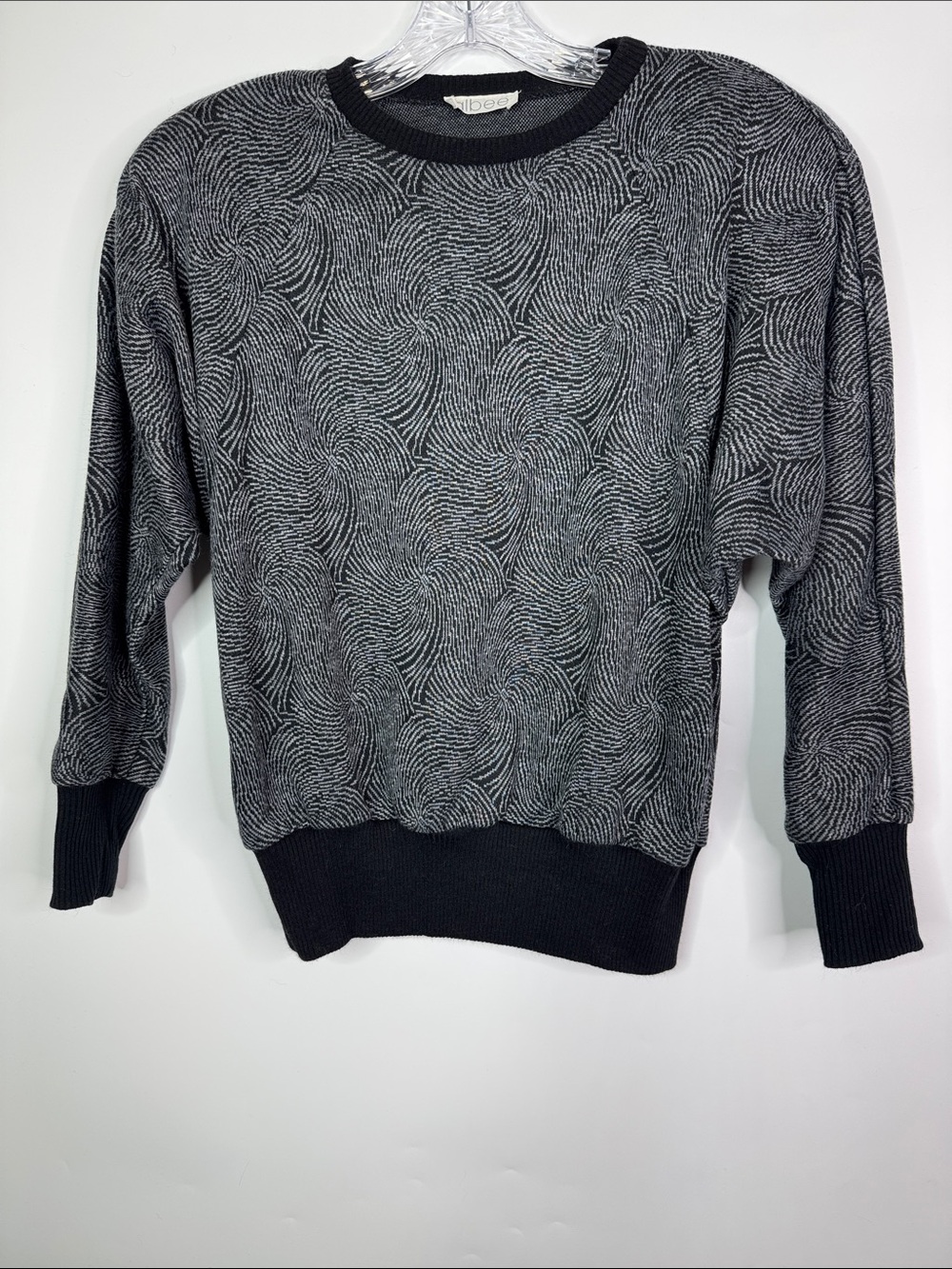 Vintage Albee Black White Swirl Pullover Sweater Size XL